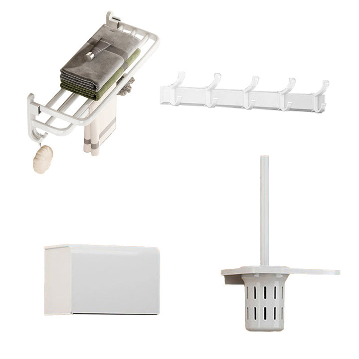 Lisslune | White Bathroom Accessories Set Contemporary Aluminum Bathroom Accessories Kit with Towel Rail