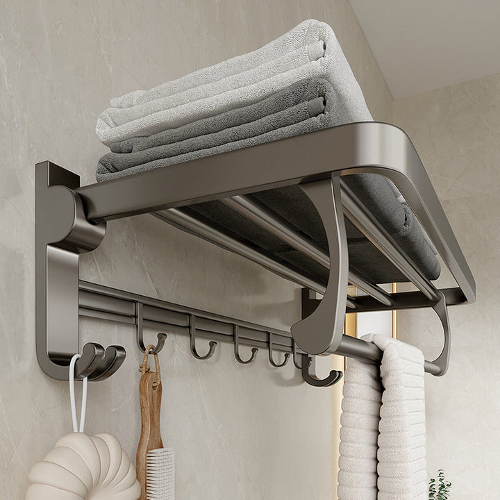 Lisslune | Modern Bathroom Accessories Set in Gray with Bathroom Shelf/Towel Holder/Bathrobe Hook & Paper Holder