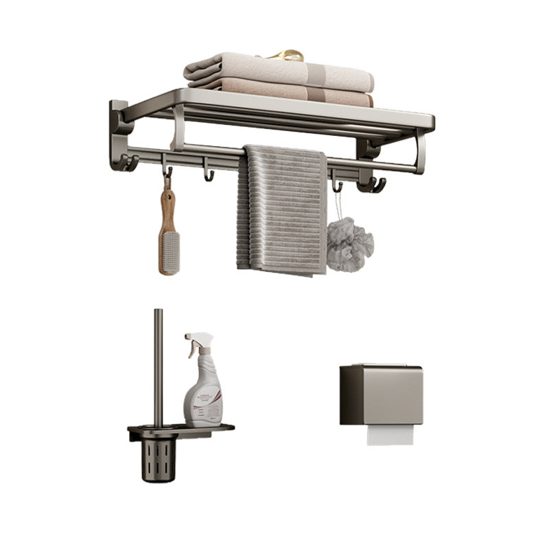 Lisslune | Modern Bathroom Accessories Set in Gray with Bathroom Shelf/Towel Holder/Bathrobe Hook & Paper Holder