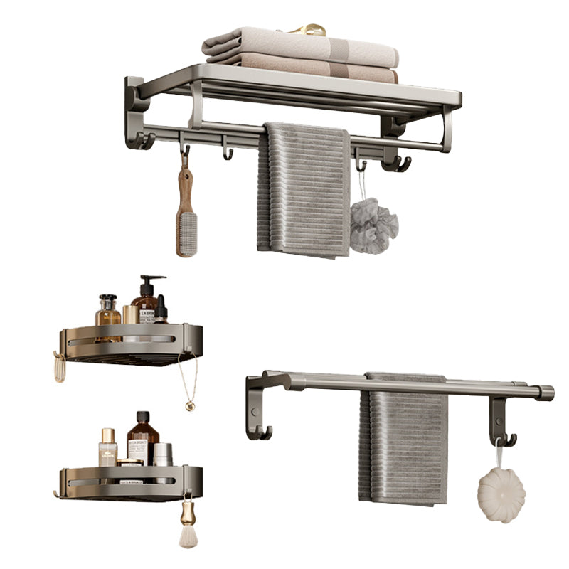 Lisslune | Modern Bathroom Accessories Set in Gray with Bathroom Shelf/Towel Holder/Bathrobe Hook & Paper Holder