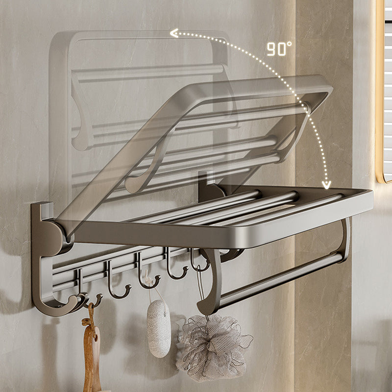 Lisslune | Modern Bathroom Accessories Set in Gray with Bathroom Shelf/Towel Holder/Bathrobe Hook & Paper Holder