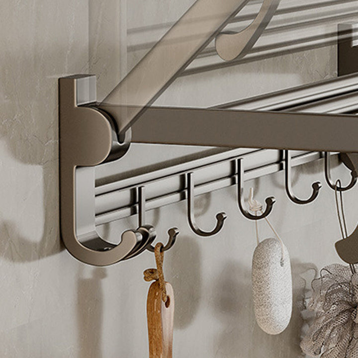 Lisslune | Modern Bathroom Accessories Set in Gray with Bathroom Shelf/Towel Holder/Bathrobe Hook & Paper Holder