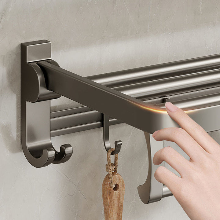 Lisslune | Modern Bathroom Accessories Set in Gray with Bathroom Shelf/Towel Holder/Bathrobe Hook & Paper Holder