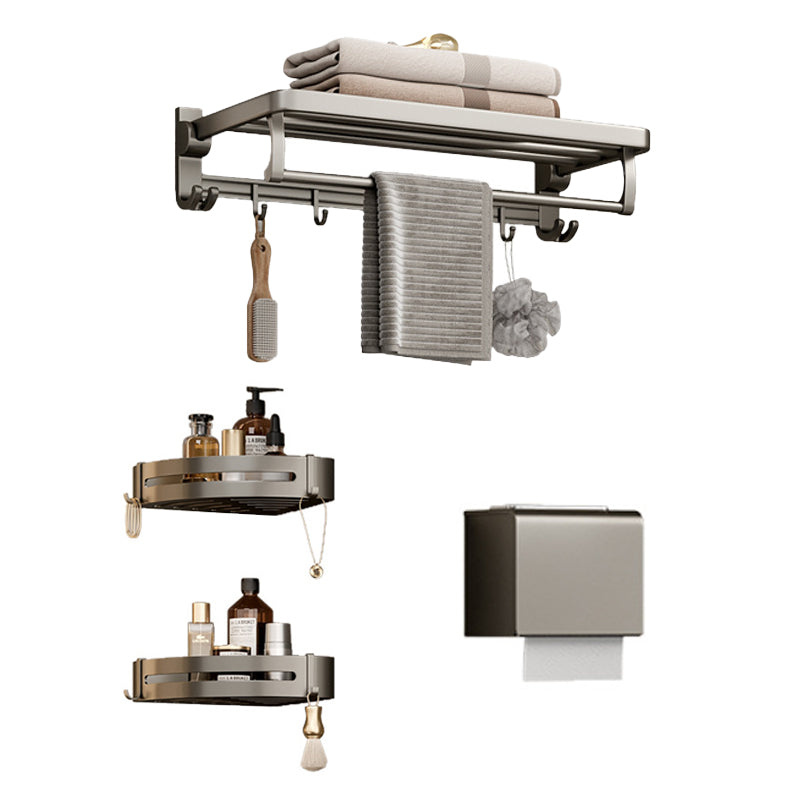 Lisslune | Modern Bathroom Accessories Set in Gray with Bathroom Shelf/Towel Holder/Bathrobe Hook & Paper Holder