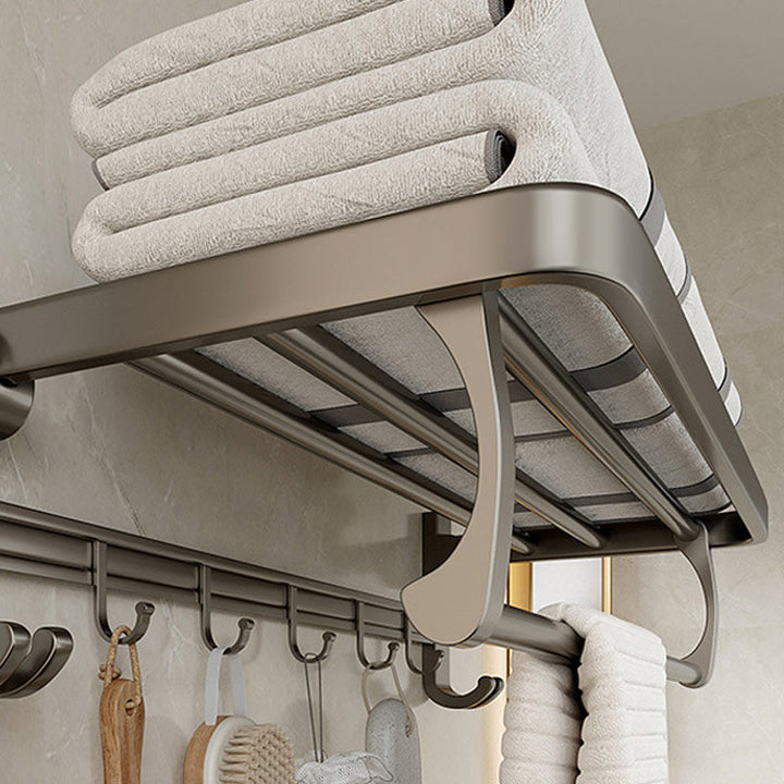 Lisslune | Modern Bathroom Accessories Set in Gray with Bathroom Shelf/Towel Holder/Bathrobe Hook & Paper Holder