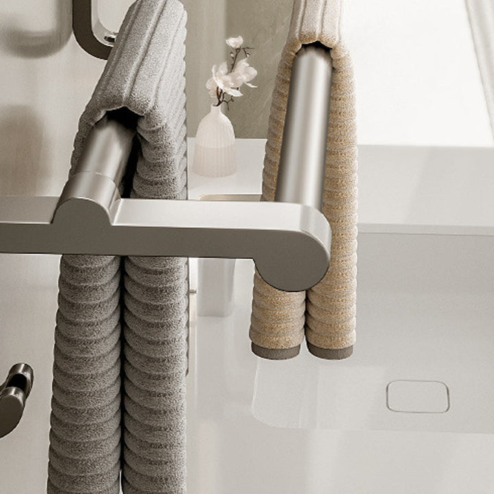 Lisslune | Modern Bathroom Accessories Set in Gray with Bathroom Shelf/Towel Holder/Bathrobe Hook & Paper Holder