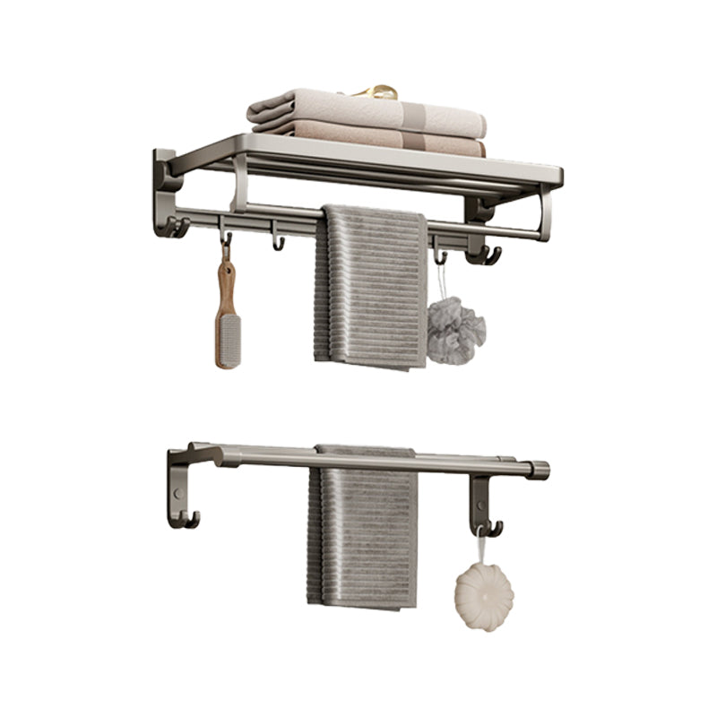 Lisslune | Modern Bathroom Accessories Set in Gray with Bathroom Shelf/Towel Holder/Bathrobe Hook & Paper Holder
