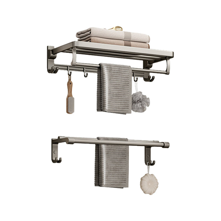 Lisslune | Modern Bathroom Accessories Set in Gray with Bathroom Shelf/Towel Holder/Bathrobe Hook & Paper Holder