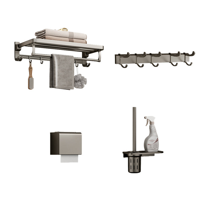 Lisslune | Modern Bathroom Accessories Set in Gray with Bathroom Shelf/Towel Holder/Bathrobe Hook & Paper Holder