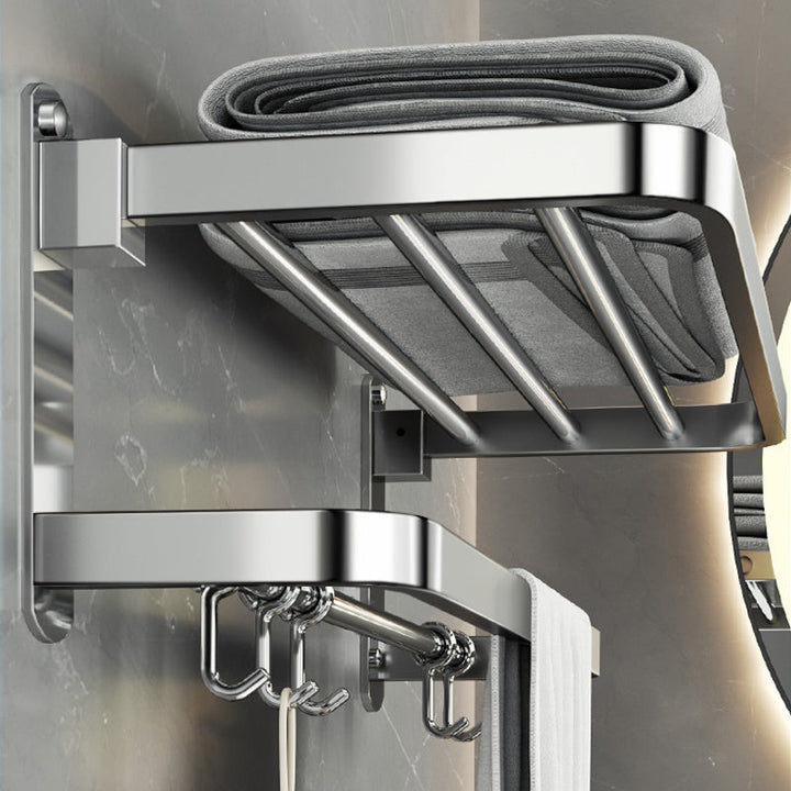 Lisslune | Polished Chrome Modern Bathroom Accessory Set in Stainless Steel with Bath Shelf/Towel Rail
