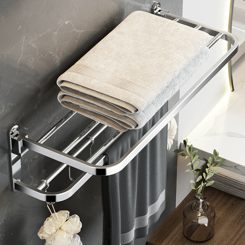Lisslune | Polished Chrome Modern Bathroom Accessory Set in Stainless Steel with Bath Shelf/Towel Rail