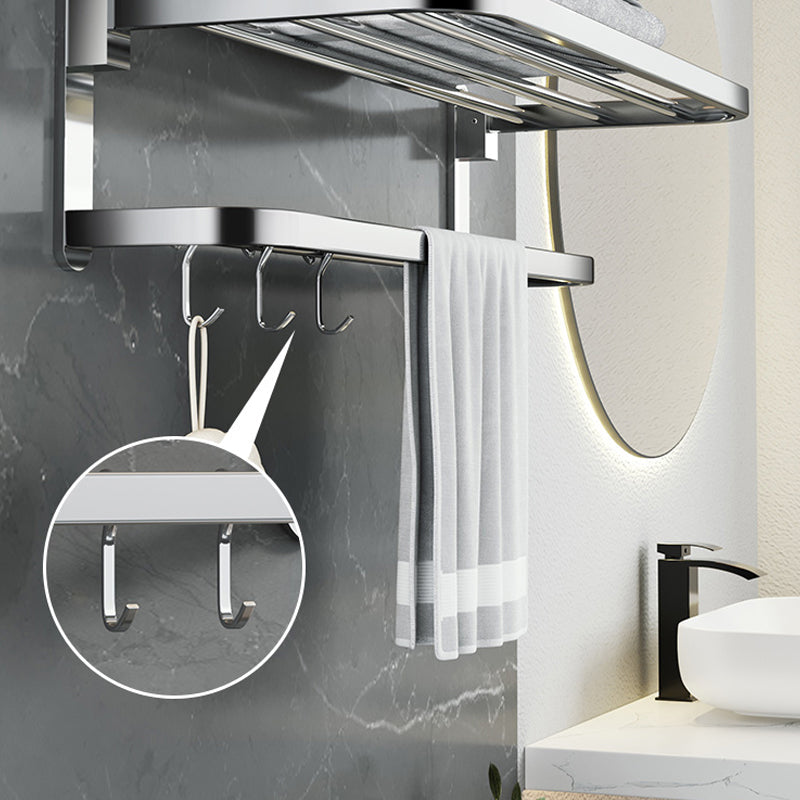 Lisslune | Polished Chrome Modern Bathroom Accessory Set in Stainless Steel with Bath Shelf/Towel Rail