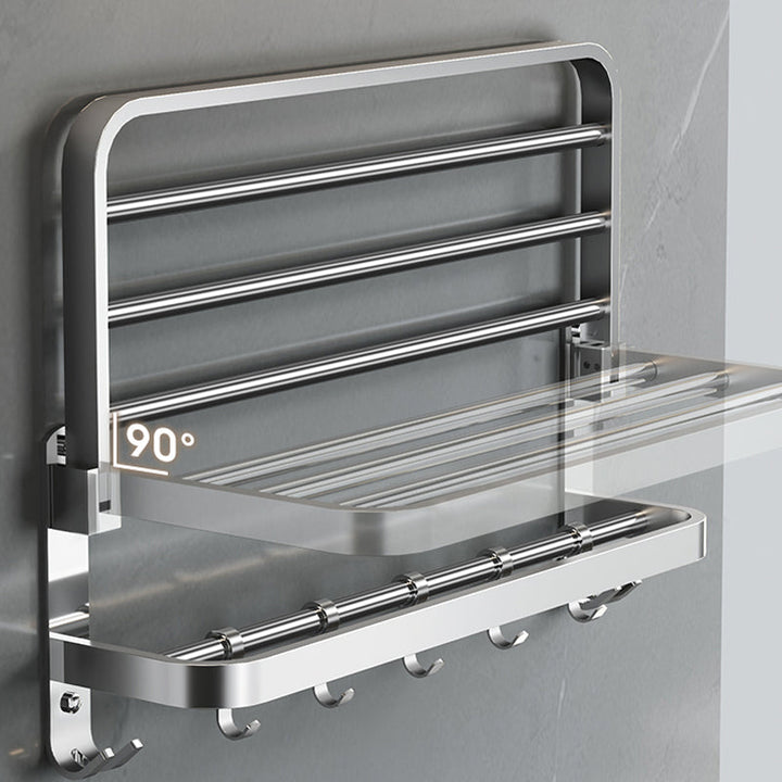 Lisslune | Polished Chrome Modern Bathroom Accessory Set in Stainless Steel with Bath Shelf/Towel Rail
