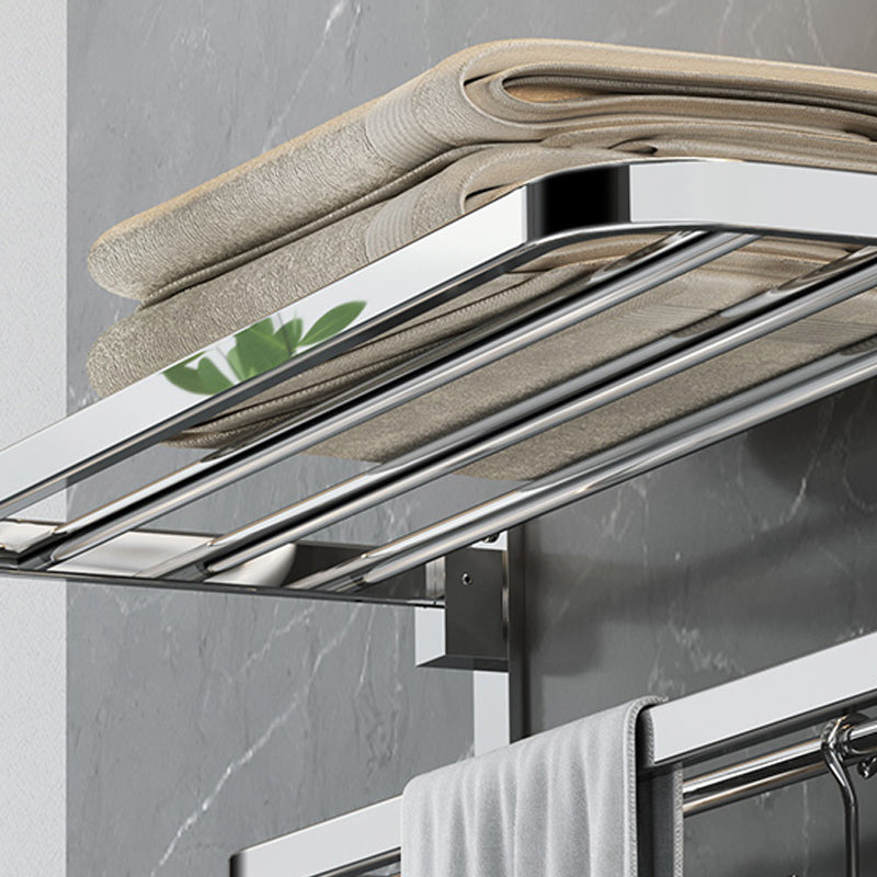 Lisslune | Polished Chrome Modern Bathroom Accessory Set in Stainless Steel with Bath Shelf/Towel Rail