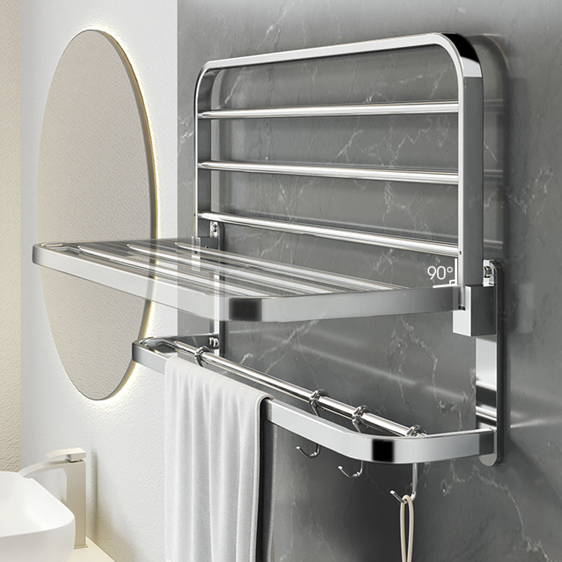 Lisslune | Polished Chrome Modern Bathroom Accessory Set in Stainless Steel with Bath Shelf/Towel Rail