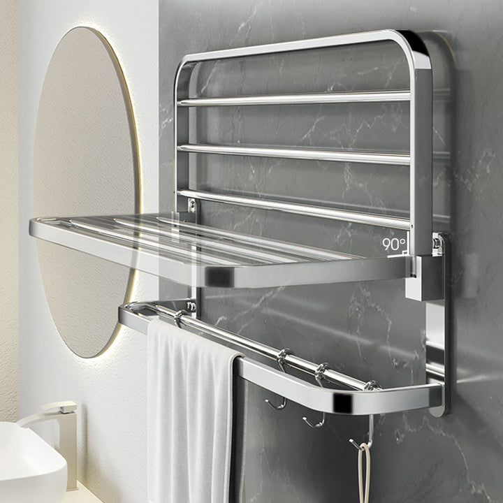 Lisslune | Polished Chrome Modern Bathroom Accessory Set in Stainless Steel with Bath Shelf/Towel Rail