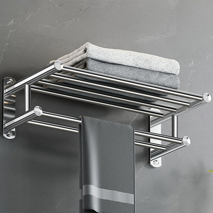 Lisslune | Polished Chrome Modern Bathroom Accessory Set in Stainless Steel with Bath Shelf/Towel Rail