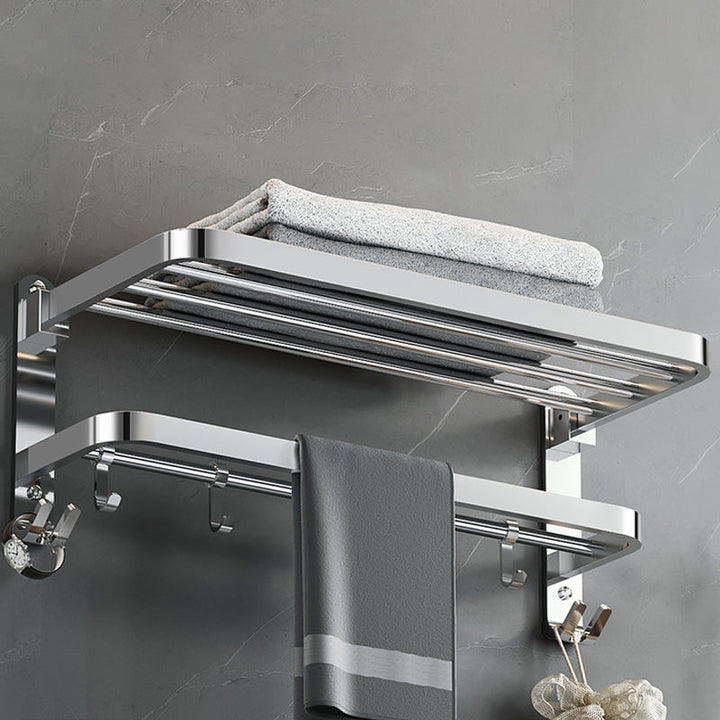Lisslune | Polished Chrome Modern Bathroom Accessory Set in Stainless Steel with Bath Shelf/Towel Rail