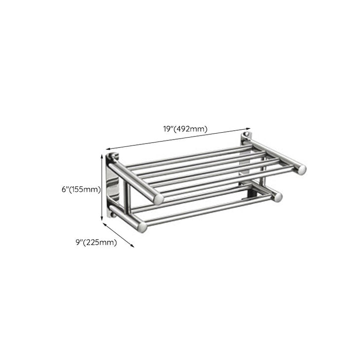 Lisslune | Polished Chrome Modern Bathroom Accessory Set in Stainless Steel with Bath Shelf/Towel Rail