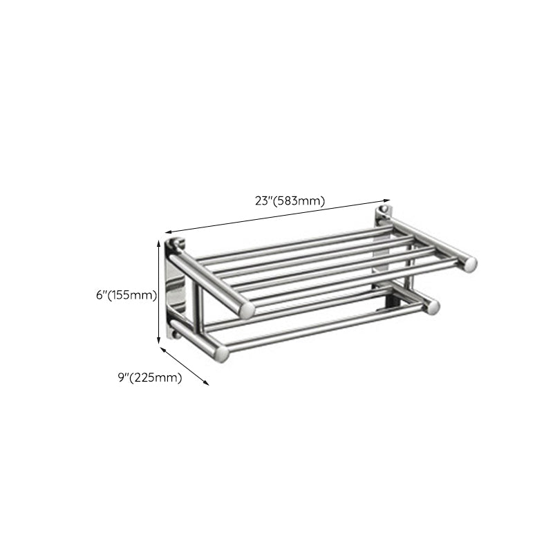Lisslune | Polished Chrome Modern Bathroom Accessory Set in Stainless Steel with Bath Shelf/Towel Rail