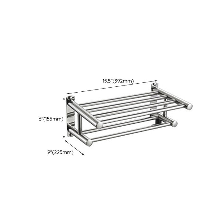 Lisslune | Polished Chrome Modern Bathroom Accessory Set in Stainless Steel with Bath Shelf/Towel Rail
