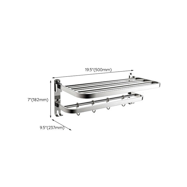 Lisslune | Polished Chrome Modern Bathroom Accessory Set in Stainless Steel with Bath Shelf/Towel Rail