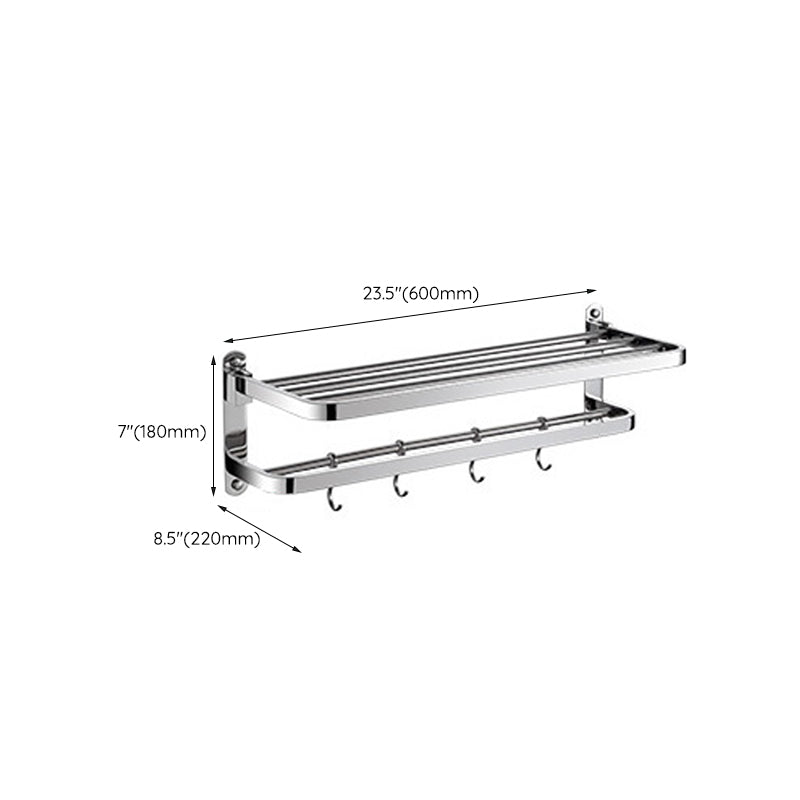 Lisslune | Polished Chrome Modern Bathroom Accessory Set in Stainless Steel with Bath Shelf/Towel Rail