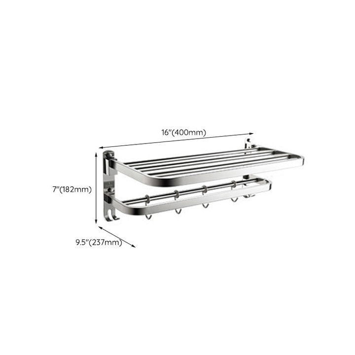 Lisslune | Polished Chrome Modern Bathroom Accessory Set in Stainless Steel with Bath Shelf/Towel Rail