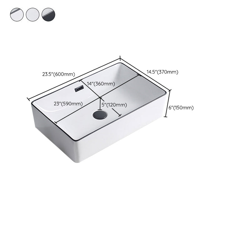 Lisslune | Modern porcelain floor wash basin Rectangular sink for the bathroom