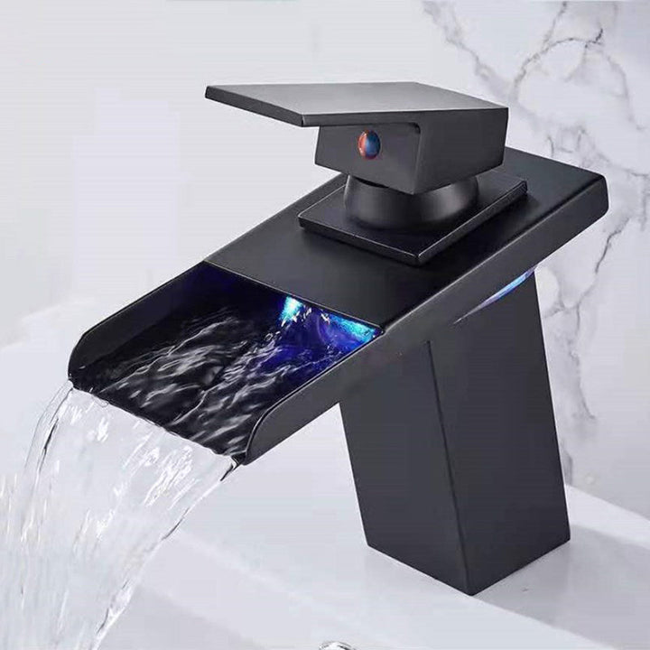 Lisslune | Single-Handle Sink Faucet 1-Hole Widely Used Bathroom Sink Faucet with LED Lighting