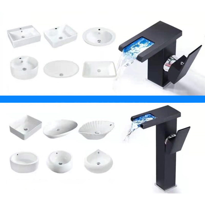 Lisslune | Single-Handle Sink Faucet 1-Hole Widely Used Bathroom Sink Faucet with LED Lighting