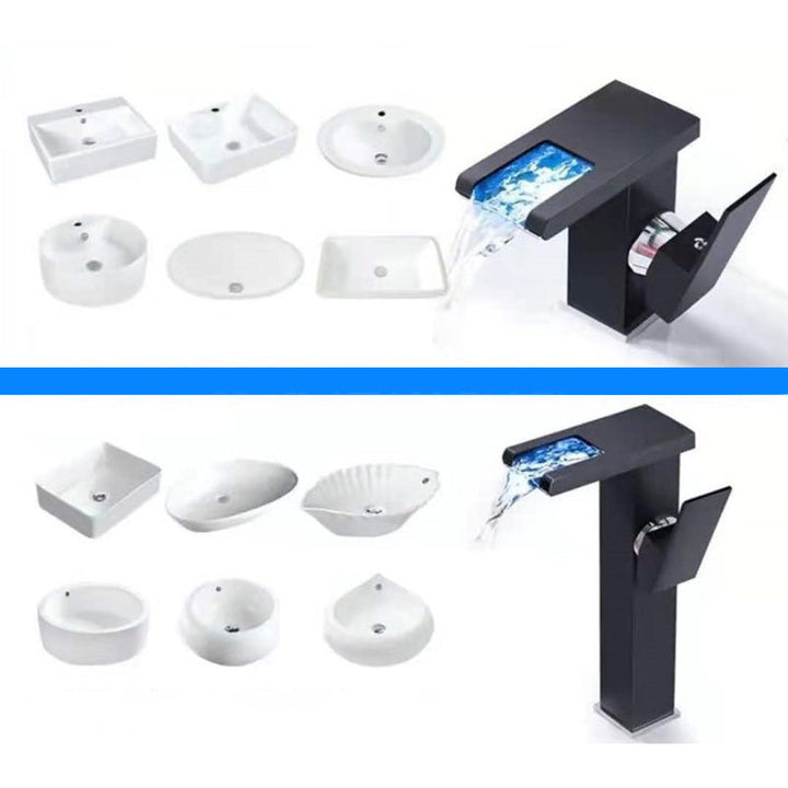 Lisslune | Single-Handle Sink Faucet 1-Hole Widely Used Bathroom Sink Faucet with LED Lighting