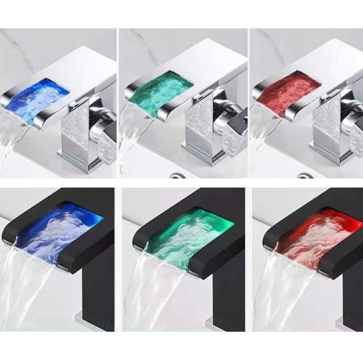 Lisslune | Single-Handle Sink Faucet 1-Hole Widely Used Bathroom Sink Faucet with LED Lighting