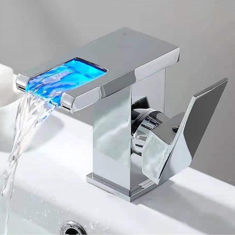 Lisslune | Single-Handle Sink Faucet 1-Hole Widely Used Bathroom Sink Faucet with LED Lighting