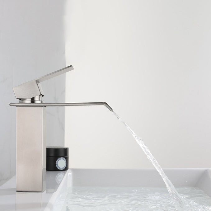 Lisslune | Industrial Vessels Faucet Stainless Steel Lever Handles Waterfall Spout Bathroom Faucet
