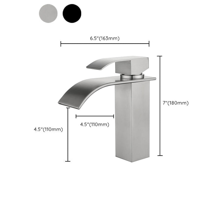 Lisslune | Industrial Vessels Faucet Stainless Steel Lever Handles Waterfall Spout Bathroom Faucet