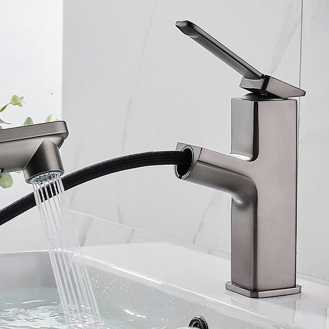 Lisslune | Modern Brass Faucet Center Mount Bathroom Faucet with Water Hose