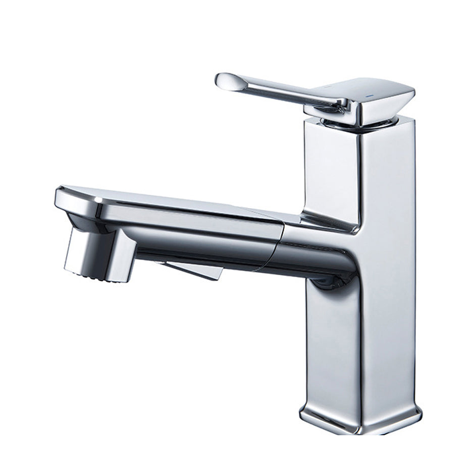 Lisslune | Modern Brass Faucet Center Mount Bathroom Faucet with Water Hose