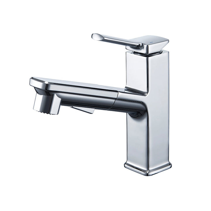 Lisslune | Modern Brass Faucet Center Mount Bathroom Faucet with Water Hose