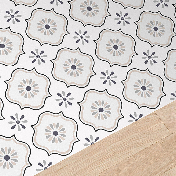 Lisslune | Square Indoor Vinyl Flooring Self-adhesive Flower Pattern Waterproof Vinyl Flooring