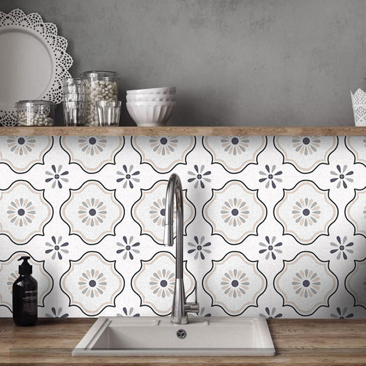Lisslune | Square Indoor Vinyl Flooring Self-adhesive Flower Pattern Waterproof Vinyl Flooring