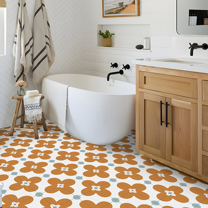 Lisslune | Square Inner Layer Vinyl Flooring Floral Pattern Peel and Stick Waterproof Vinyl Flooring