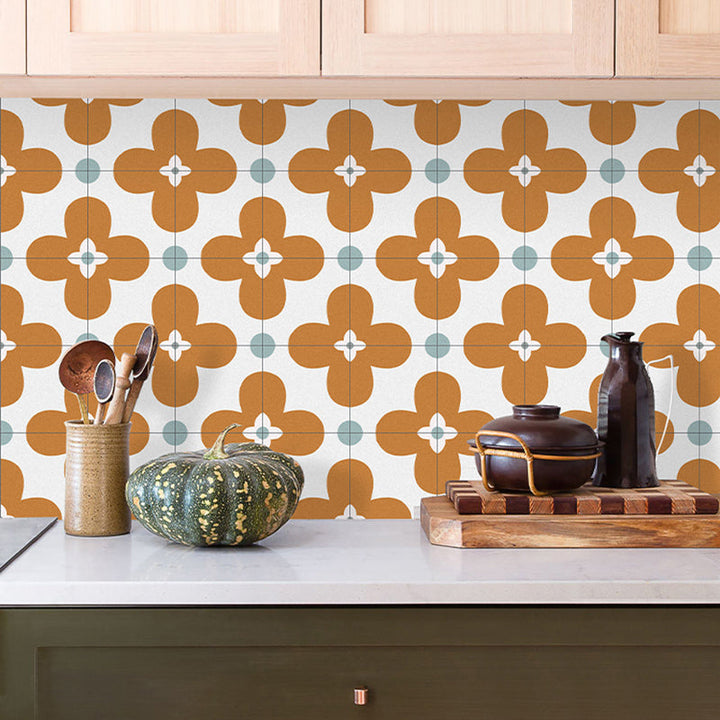 Lisslune | Square Inner Layer Vinyl Flooring Floral Pattern Peel and Stick Waterproof Vinyl Flooring