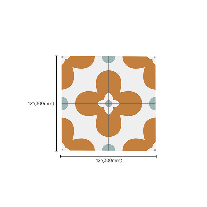 Lisslune | Square Inner Layer Vinyl Flooring Floral Pattern Peel and Stick Waterproof Vinyl Flooring
