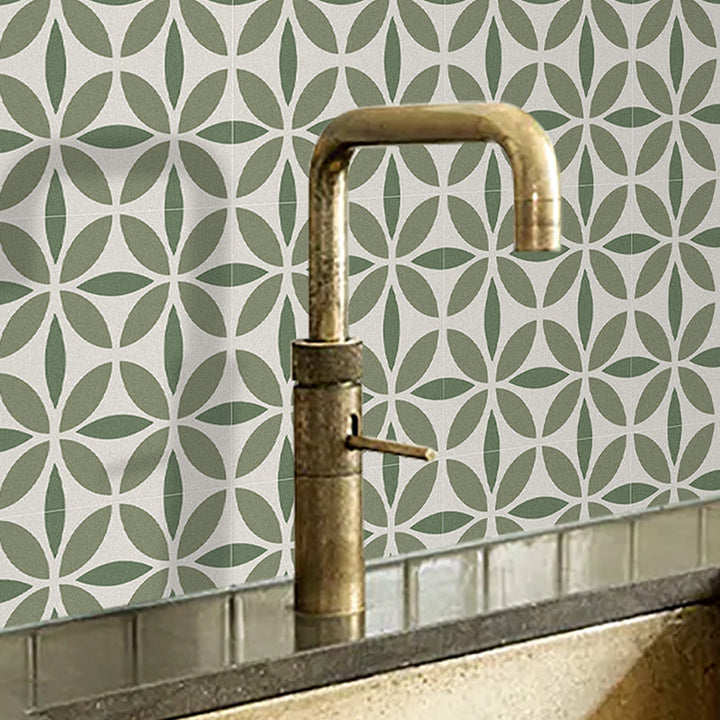 Lisslune | Indoor Vinyl Tiles Flower Pattern Peel and Stick Waterproof Square Vinyl Tile