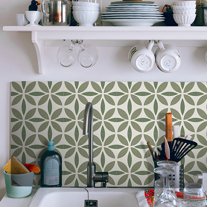 Lisslune | Indoor Vinyl Tiles Flower Pattern Peel and Stick Waterproof Square Vinyl Tile