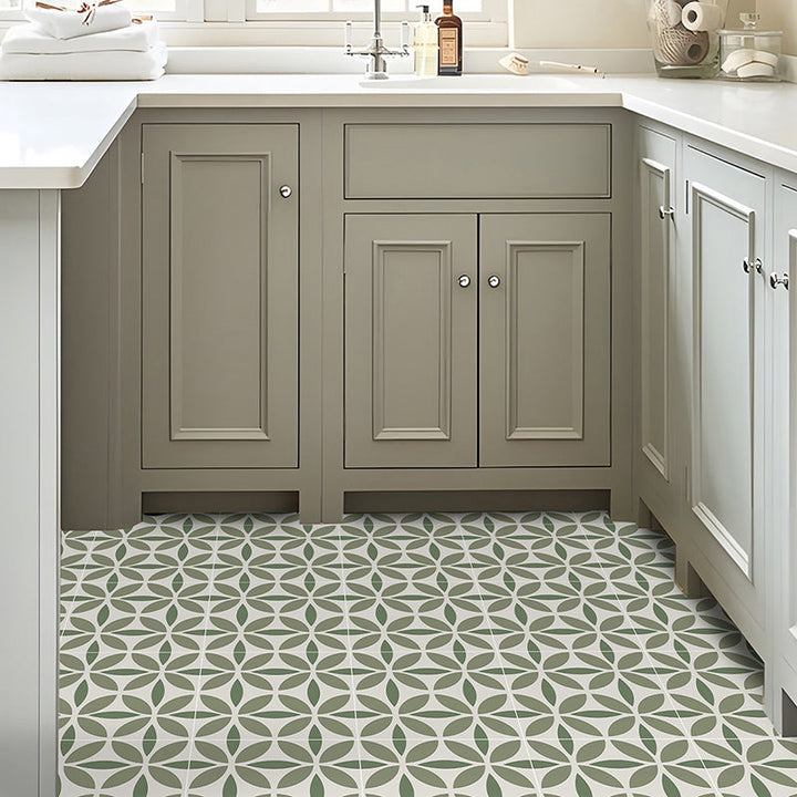 Lisslune | Indoor Vinyl Tiles Flower Pattern Peel and Stick Waterproof Square Vinyl Tile