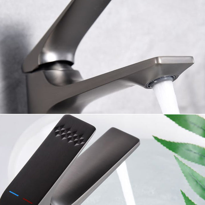 Lisslune | Modern Vessel Sink Faucet Copper Lever Handle Low Arc Vessel Faucet for the Bathroom