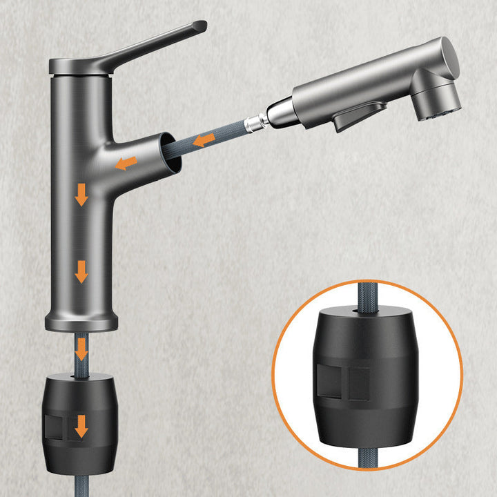 Lisslune | Modern center connection faucet copper center connection washbasin tap for bathroom