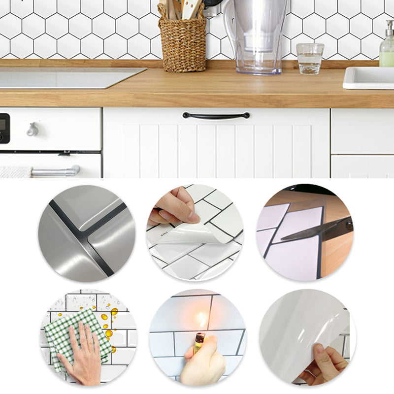 Lisslune | Square Peel and Stick PVC Tile 12" x 12" Peel and Stick Mosaic Tile 5-Pack